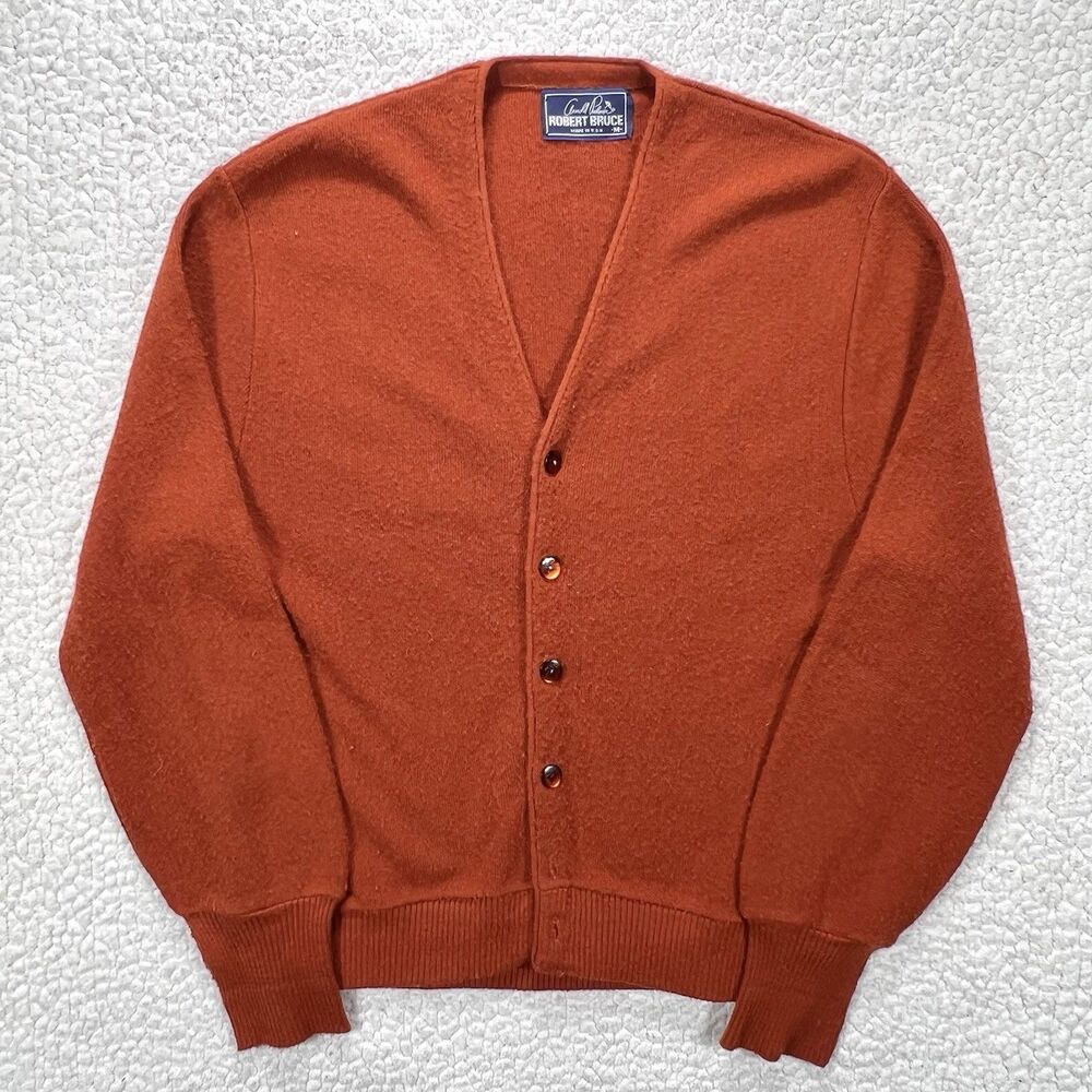 VTG Robert Bruce Cardigan Sweater Men’s M Wool USA Made Arnold Palmer Preppy Ivy